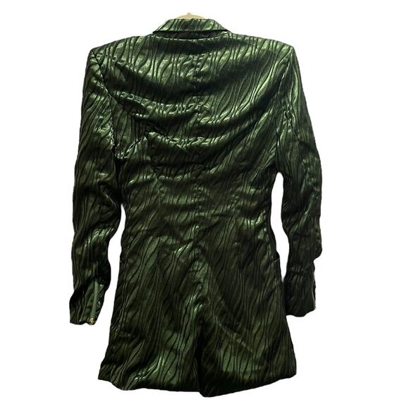 Retrofête Jana Green Zebra Jana Plunging Double Breasted Blazer Sexy Romper Med - Picture 3 of 14